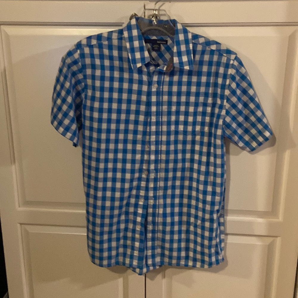 Blue and white polo flannel